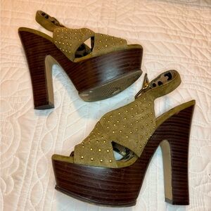 Studded Tan Platform Heels